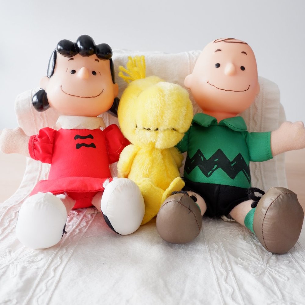 Charlie Brown, Lucy and Woodstock Vintage Dolls - Peanuts